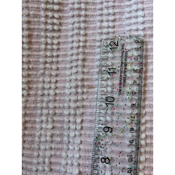 Vintage Chenille Bedspread Pink White Pearl Lurex 104X88 Mid Century Mod Fringe - Picture 11 of 15